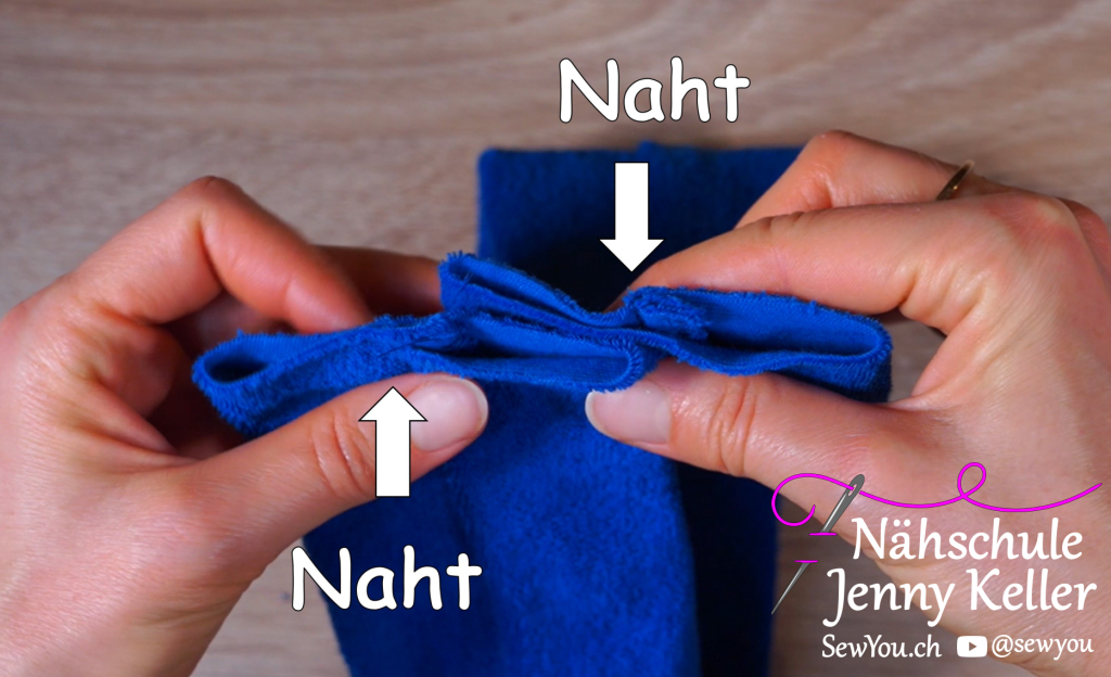 Kosmetik Haarband nähen: Knoten Formen Schritt 1